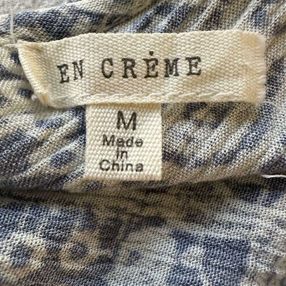 En Crème Light Blue & White Boho Maxi Dress With Front Slits, Size M - Picture 12 of 12